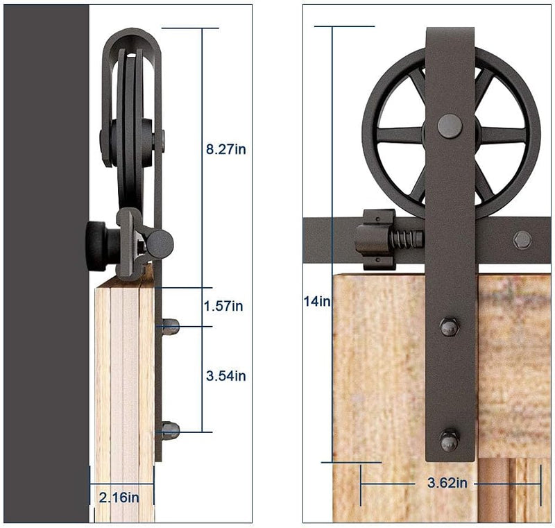 CCJH 200CM (6.6FT) Schiebetürbeschlag Set Schiebetürsystem Laufschiene für Schiebetür Hängeschiene f