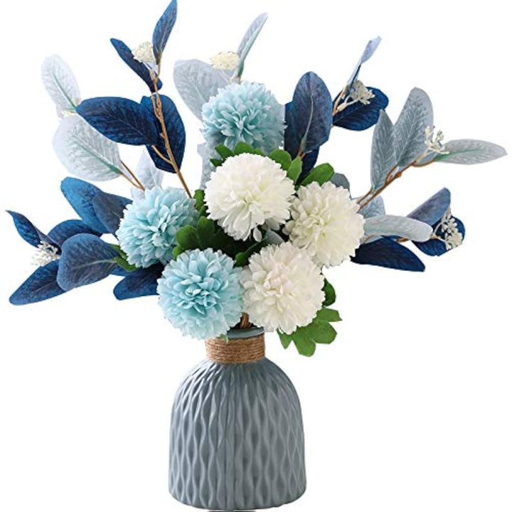 NAWEIDA Künstliche Blumen mit Vase, künstliche Hortensien, Blumenarrangements für Zuhause, Garten, P