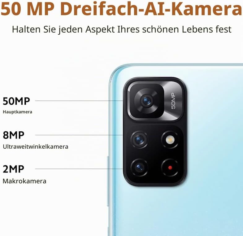 Xiaomi Redmi Note 11S 5G, Smartphone, MTK Dimensity 810, 33W Pro, 3-Fach Kamera 50MP AI, NFC, 4+128,