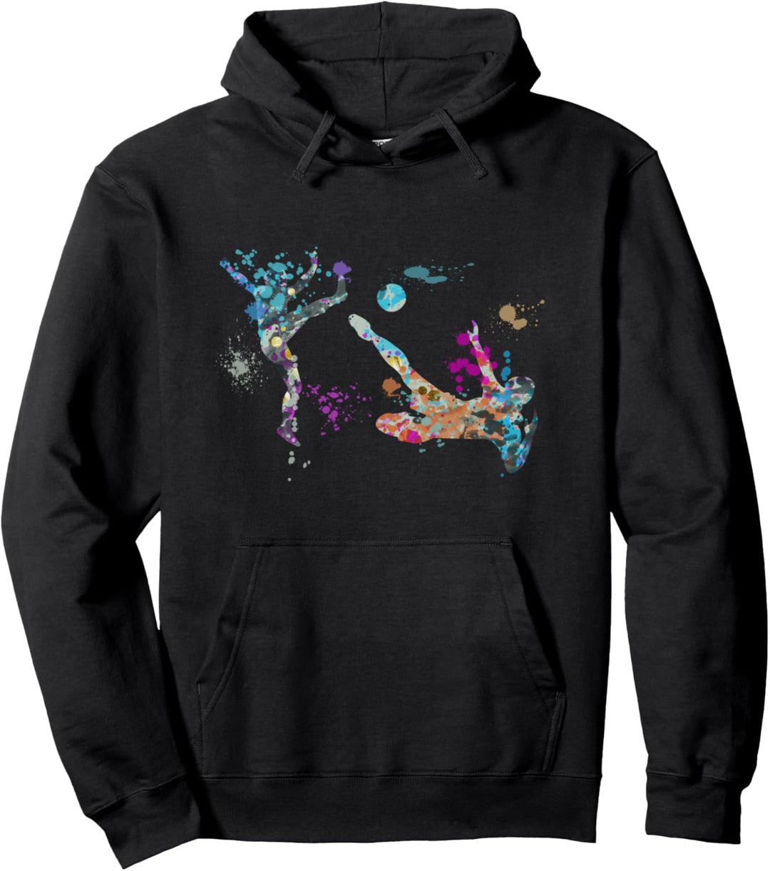 Fussball-Fussbälle, bunte Aquarell-Silhouette, Fussbälle Pullover Hoodie
