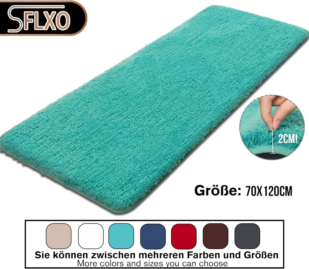 SFLXO Badematte 120cm x 70cm rutschfest-Badvorleger Maschinenwaschbar Anti-Rutsch Badteppich Weich W