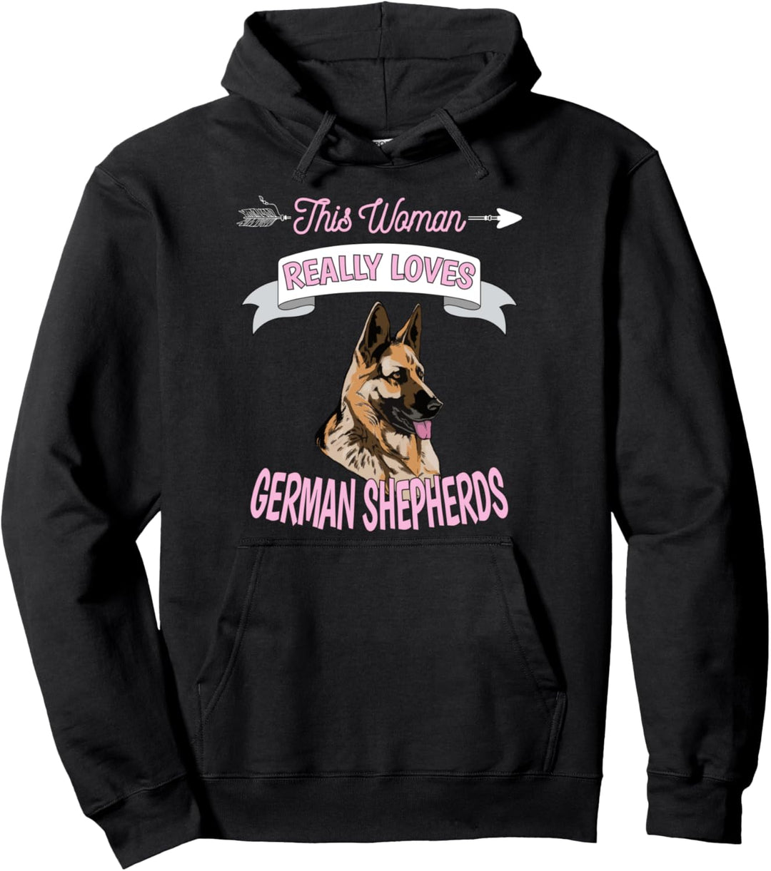 Damen Frau liebt wirklich Geschenk Deutscher Schäferhund Pullover Hoodie