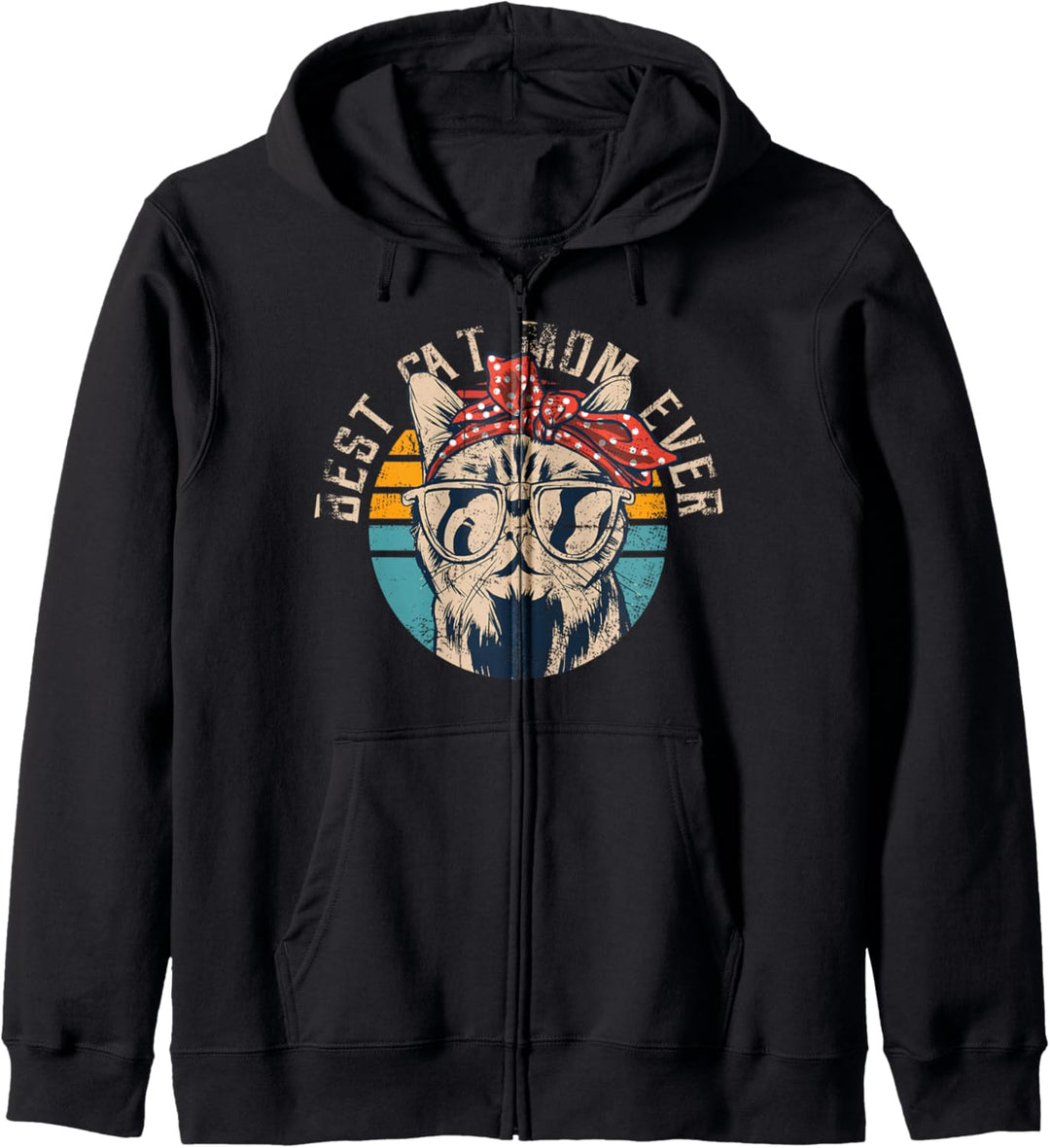 Best Cat Mom Ever Vintage Retro Katze Kapuzenjacke