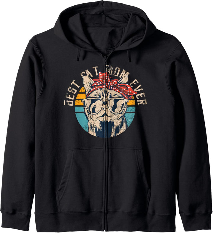 Best Cat Mom Ever Vintage Retro Katze Kapuzenjacke