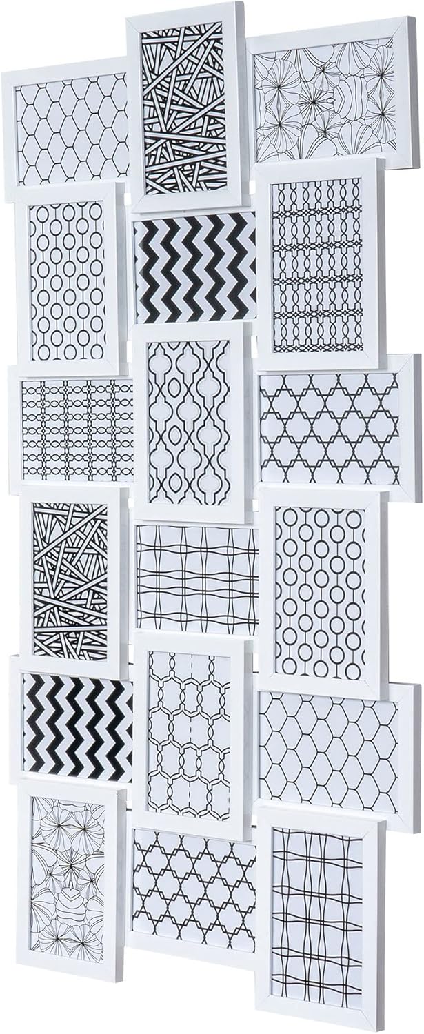 Bilderrahmen 18 Fotos 10x15 Weiss Holz-Optik Nachhaltig Bildergalerie Fotocollage Deko Recycled Coll