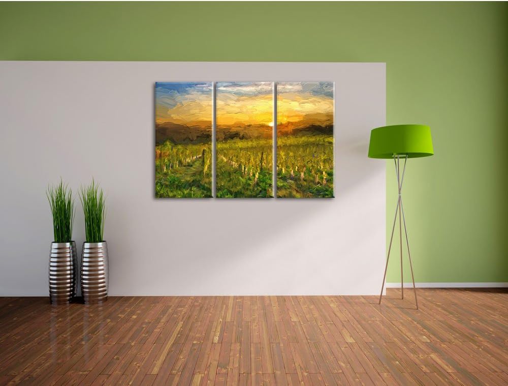 Pixxprint Weinberg in Bergerac Frankreich / 3-Teilig/Gesamtmass 120cm Leinwandbild bespannt auf Holz