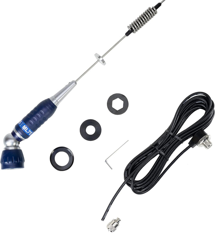 PNI ML75 CB Antennenpaket und PNI T601 Montagekabel, Länge 75cm, 26-28MHz, 300W, klappbar AM / FM-Mo