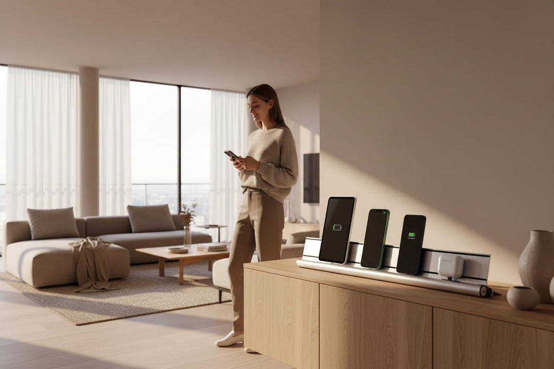 udoq 700 USB-C Ladestation aus Aluminium mit 4 Ladeplätzen und 68W Schnellladen, modulares Starter-S