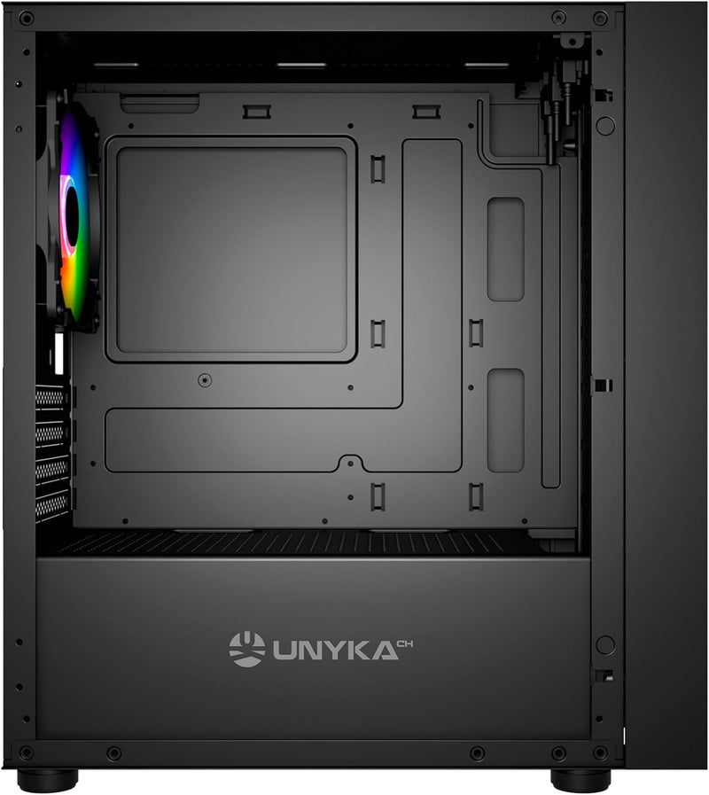 UNYKAch Micro ATX Gaming Mir B200 Gehäuse, gehärtetes Glas, DREI ARGB-Lüfter und DREI USB-Anschlüsse