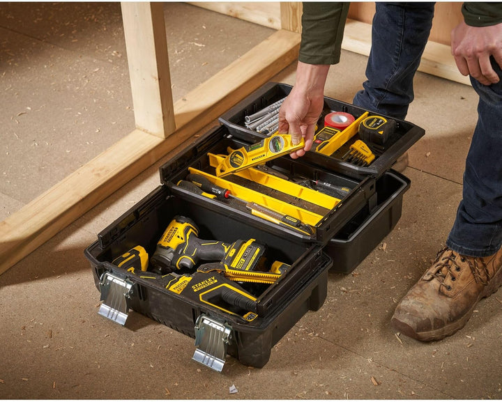 Stanley FatMax Cantilever Werkzeugbox (18 Zoll, 46 x 32 x 24 cm, Koffer für Werkzeuge, Box mit ausla