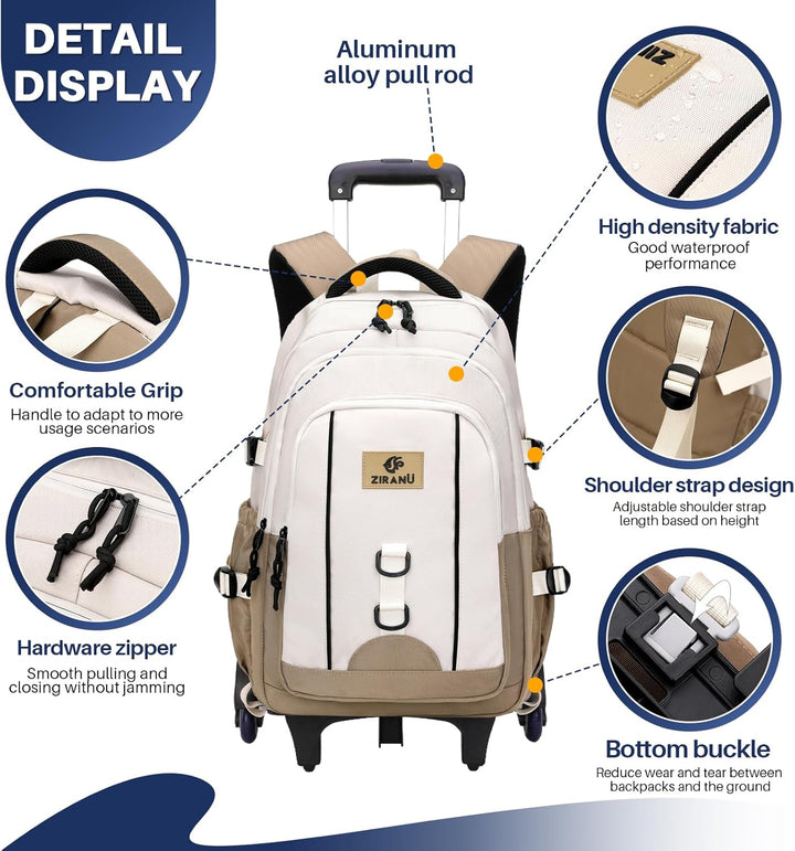 Schulrucksack mit Rollen Mädchen Jungen Teenager Trolley Kinder Rucksack mit Rollen Schule Schultasc