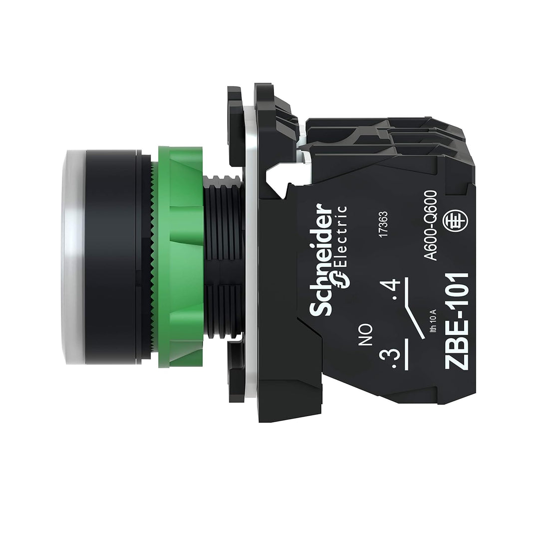 Schneider Electric | XB5AW31B5 - Leuchtdrucktaster, weiss, flach, 1S+1Ö, tastend, 24V AC/DC, LED wei