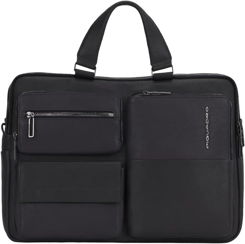 Piquadro Ronnie Aktentasche Leder 43 cm Laptopfach Schwarz 43,00 x 31,00 x 13,00 (cm), Schwarz 43,00