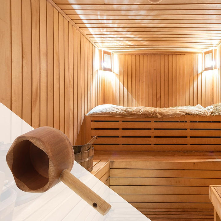 Angoily Bambus Wasserschöpfkelle mit Langem Griff für Sauna und Dampfbad Einzigartiges Design Vielse