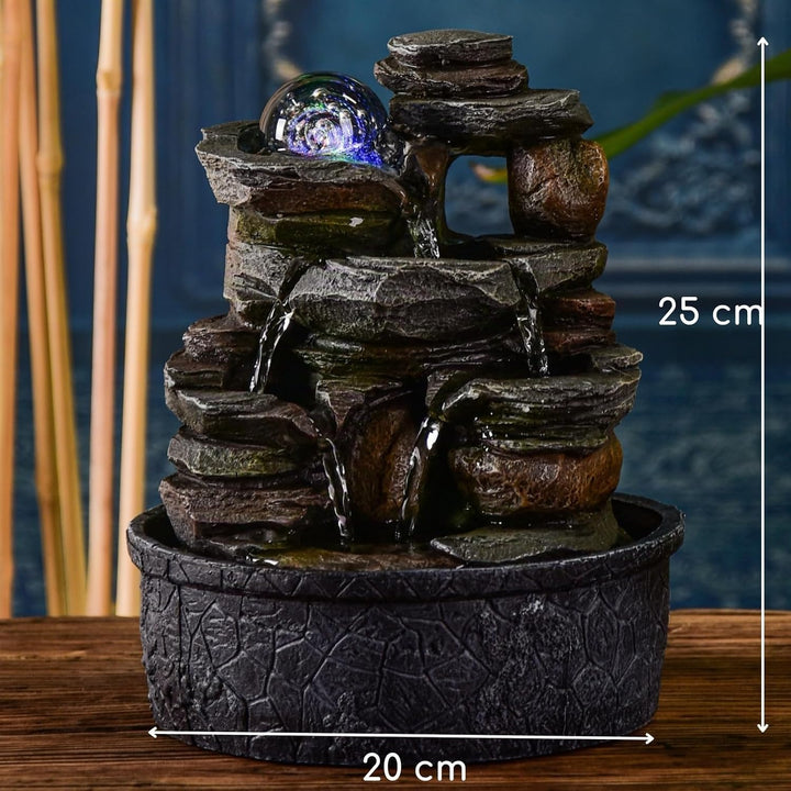 Innenbrunnen Naturkaskade Effekt Steingestein farbenfrohe Licht, Geschenkidee, Feng Shui Glücksobjek