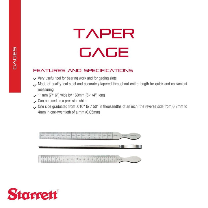 Starrett 270 Messkeil, 0.3-4 mm Messbereich, 0,05 mm