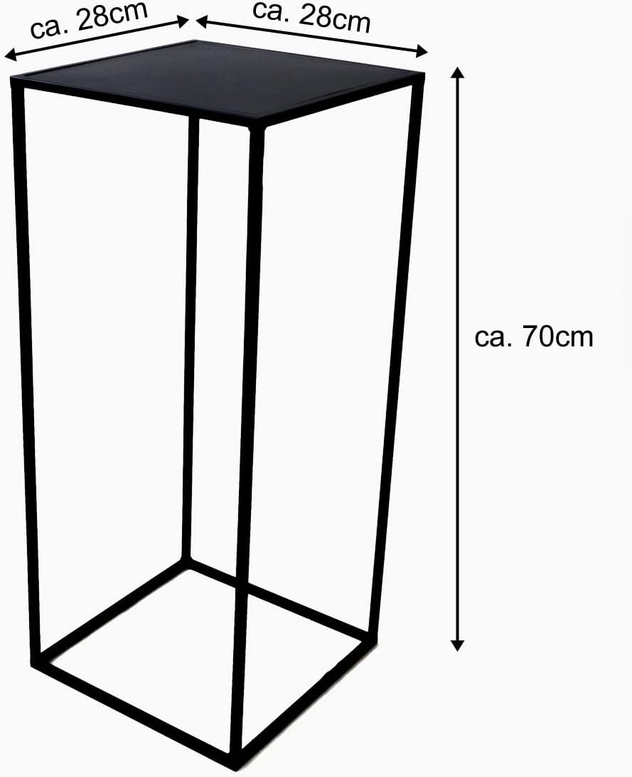 PrimoLiving Metall Blumenhocker Milano - schwarz eckig Gr. L (28x28x70cm) Beistelltisch Stilvolles D