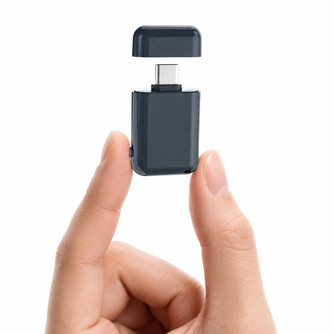 64GB Mini Diktiergerät | DSP Rauschunterdrückung, USB C OTG Wiedergabe, Ein Tasten Aufnahme, Spracha