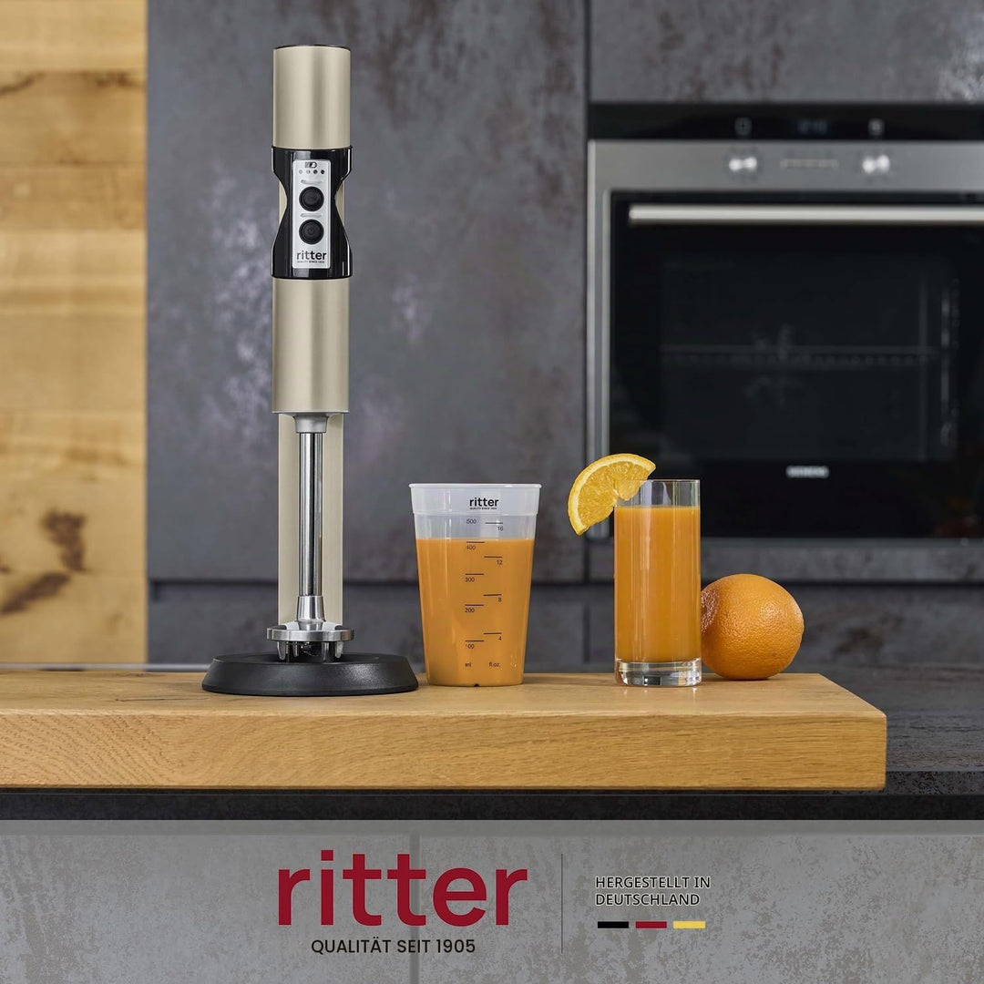 ritter stilo 7 kabelloser Stabmixer, Pürierstab mit Akku aus Vollmetall, Made in Germany, Helles Bra