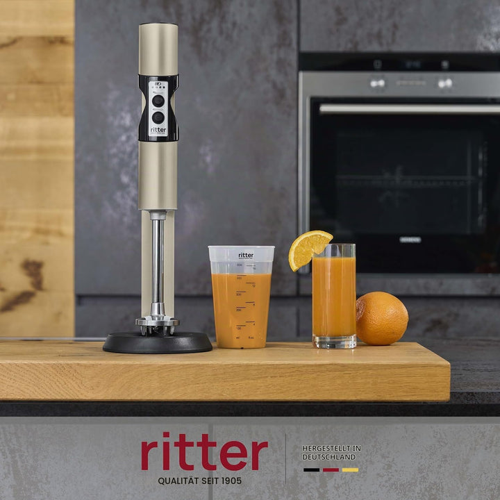 ritter stilo 7 kabelloser Stabmixer, Pürierstab mit Akku aus Vollmetall, Made in Germany, Helles Bra