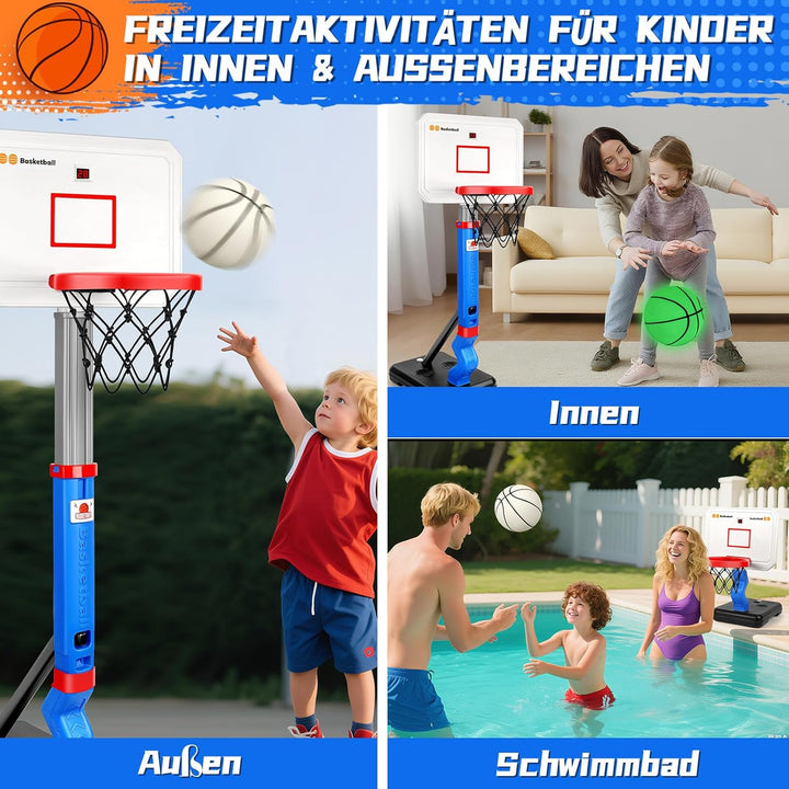 Herenear Basketballkorb Kinder mit Elektronische Anzeigetafel, Höhenverstellbar 77-140cm basketballk