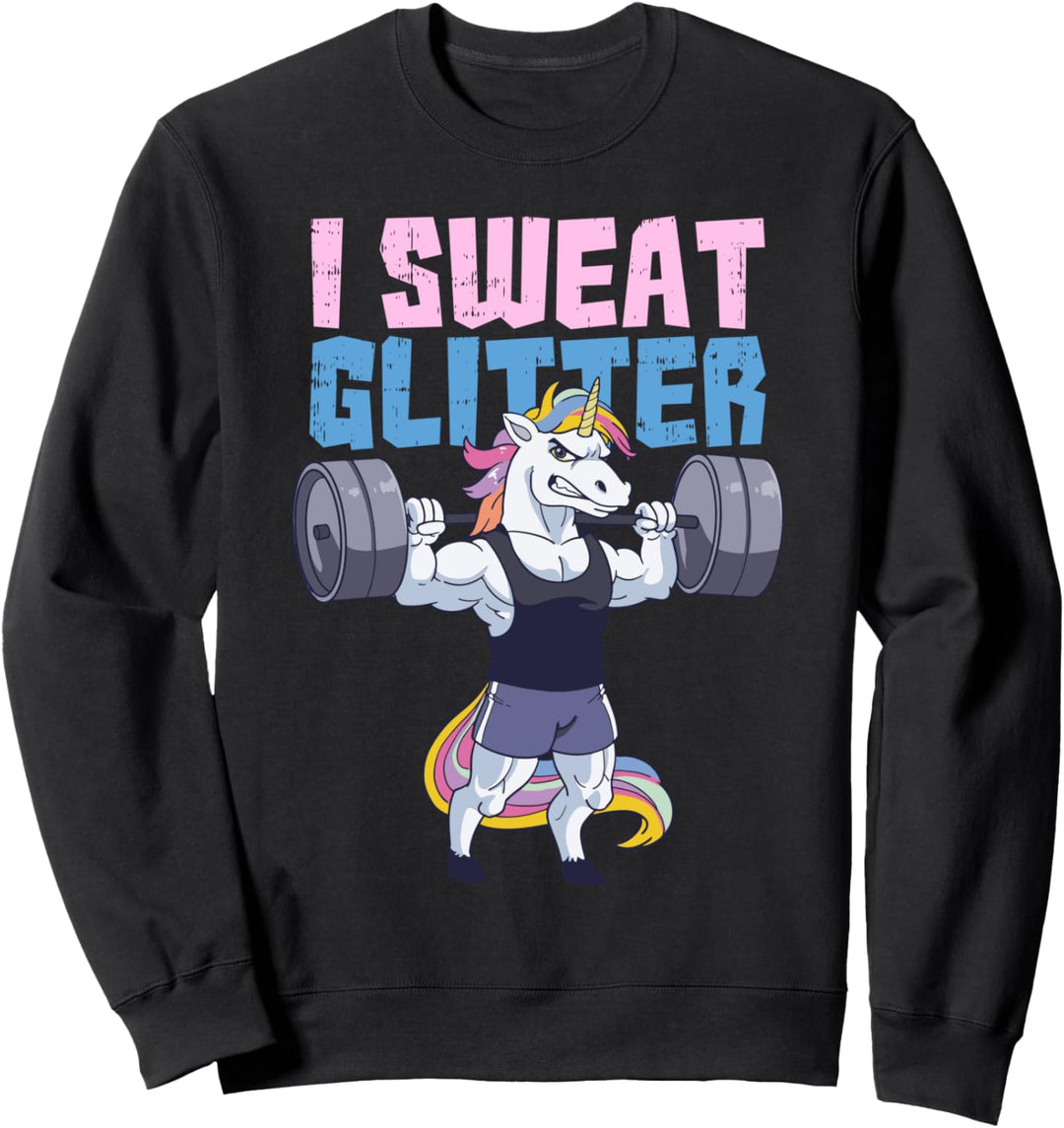 Ich schwitze Glitzer Gym Einhorn Workout Motivation Sweatshirt