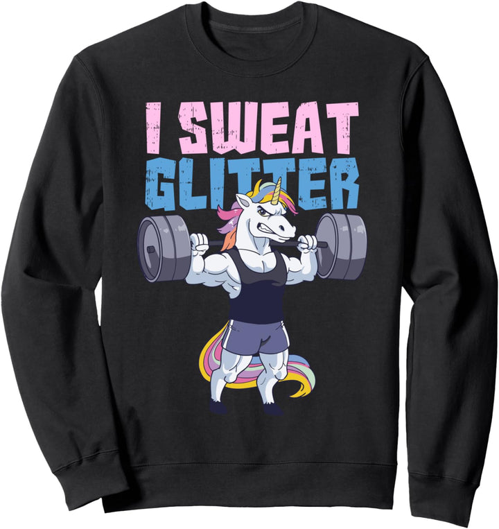 Ich schwitze Glitzer Gym Einhorn Workout Motivation Sweatshirt