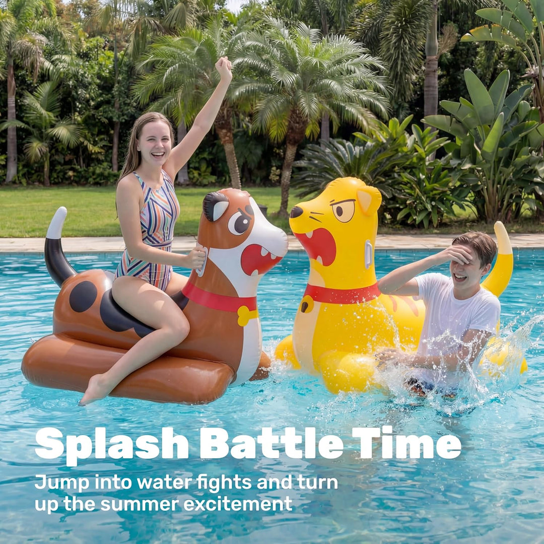 SLOOSH Aufblasbares Luftbett-Poolset für Wasserschlachten–Katze vs.Hund Schwimmplattform,2-in-1 aufb