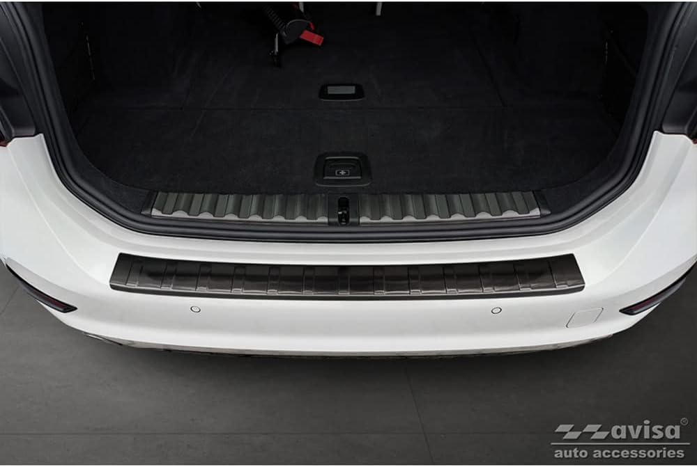 Avisa Schwarz Edelstahl Heckstossstangenschutz kompatibel mit BMW 3er G21 Touring 2019-2022 'Ribs'