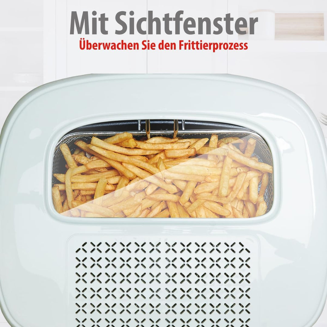 alpina Friteuse 2,5L DF-165 - Friteuse mit Fett 1800W - Einstellbare Temperatur bis 190°C - für 2 bi