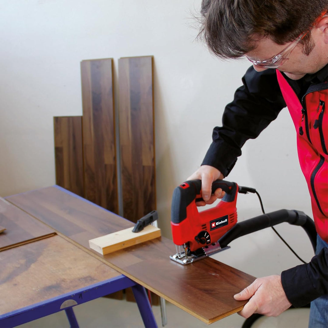 Einhell Stichsäge TC-JS 80/1 Kit (550 W, 20 mm Hubhöhe, Pendelhubfunktion, 80 mm Schnitttiefe in Hol