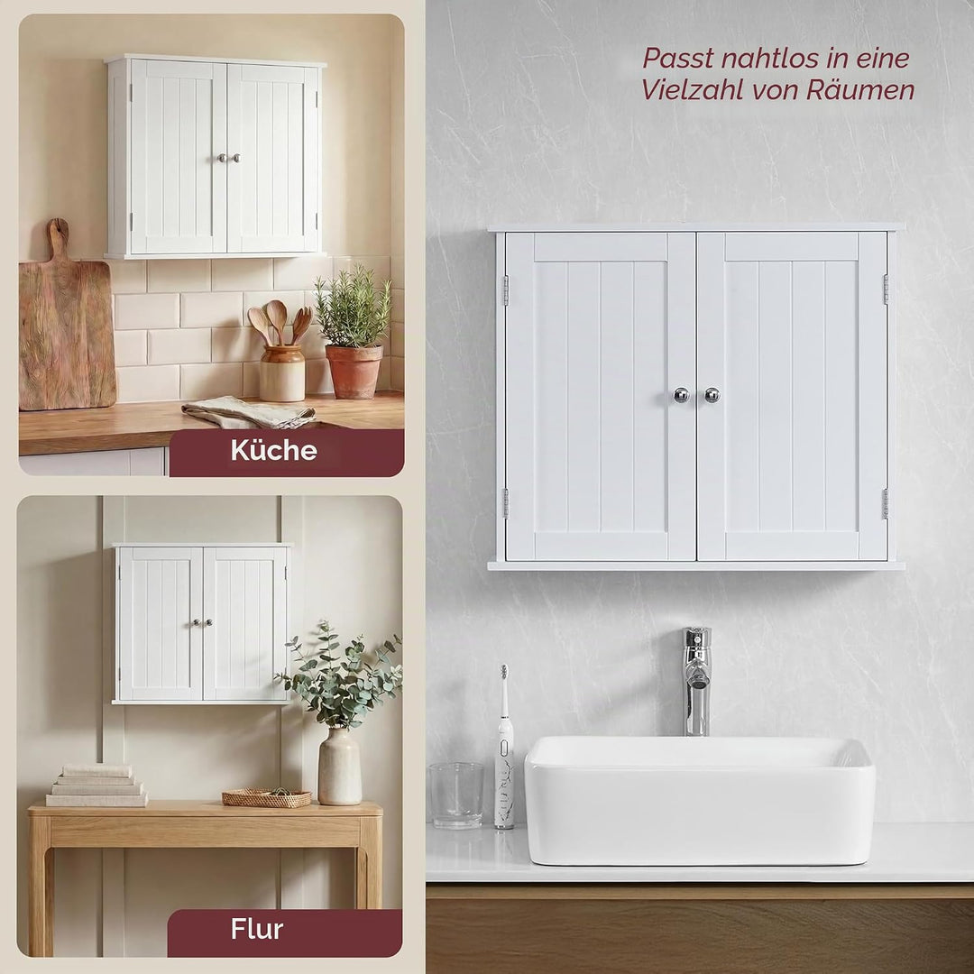 Vida Designs Badezimmerschrank mit 2 Türen, Wandmontage, mit Aufbewahrungsfach, weiss, 2 Türen