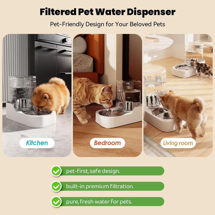 JUNSPOW Automatischer Katzen-Wasserspender mit Edelstahlnapf, Hund Wassernapf Spender Einstellbare W