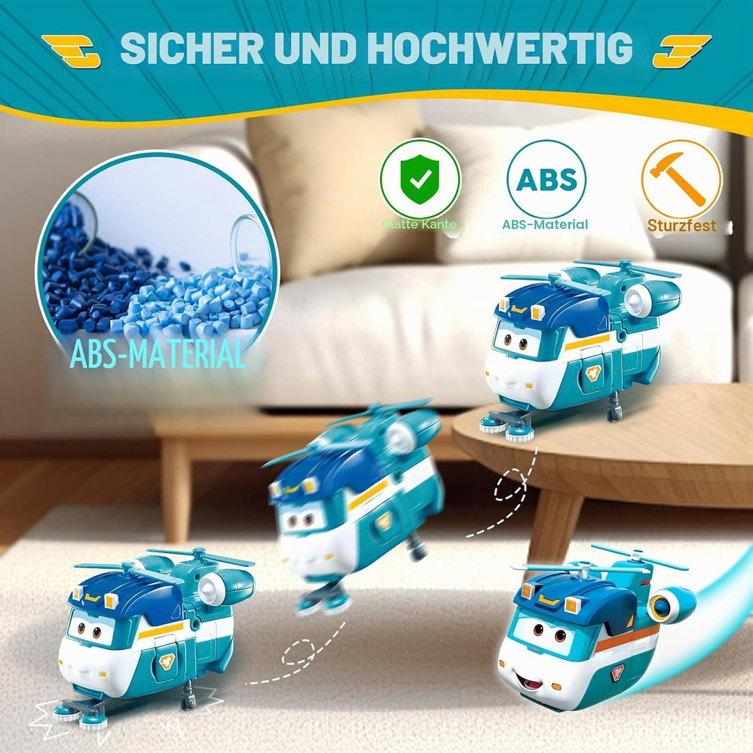 Super Wings EU770239 - Transforming Shine, ca. 12 cm grosse verwandelbare Spiel-Figur, Roboter und F