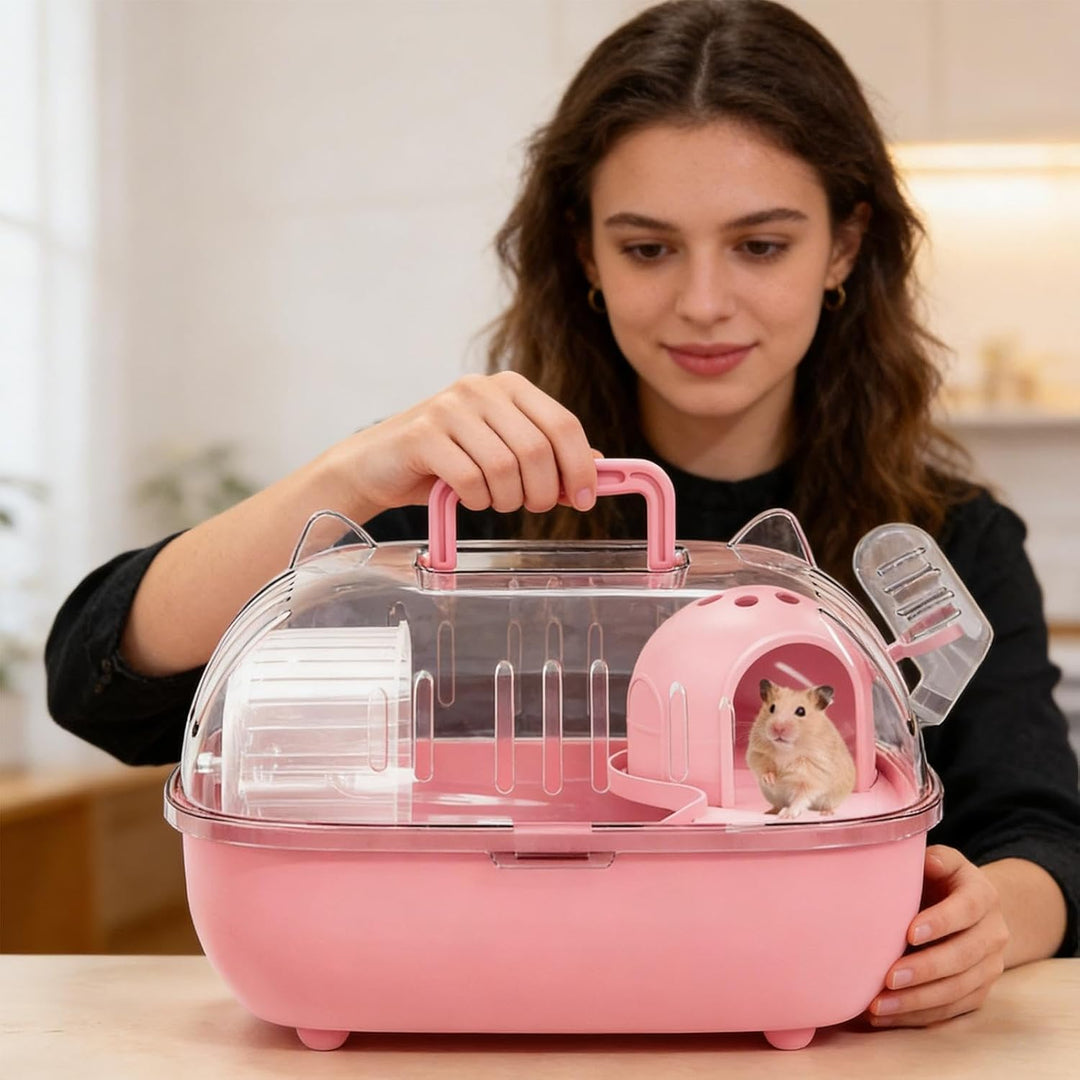 Hamster-Tragekäfig, tragbarer Hamster-Reisekäfig, kleine -Tier-Transportbox für Kaninchen, Nagetiere