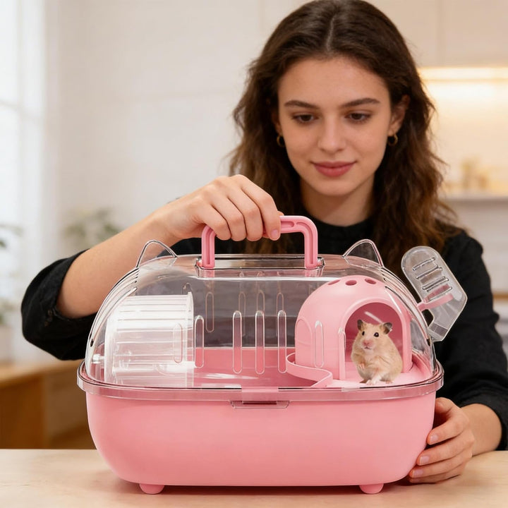 Hamster-Tragekäfig, tragbarer Hamster-Reisekäfig, kleine -Tier-Transportbox für Kaninchen, Nagetiere