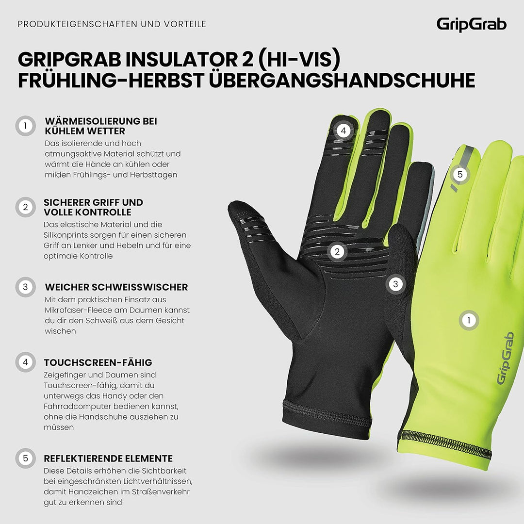 GripGrab Insulator 2 Frühling Herbst Übergangshandschuhe Dünne Langfinger Fahrradhandschuhe Winter U