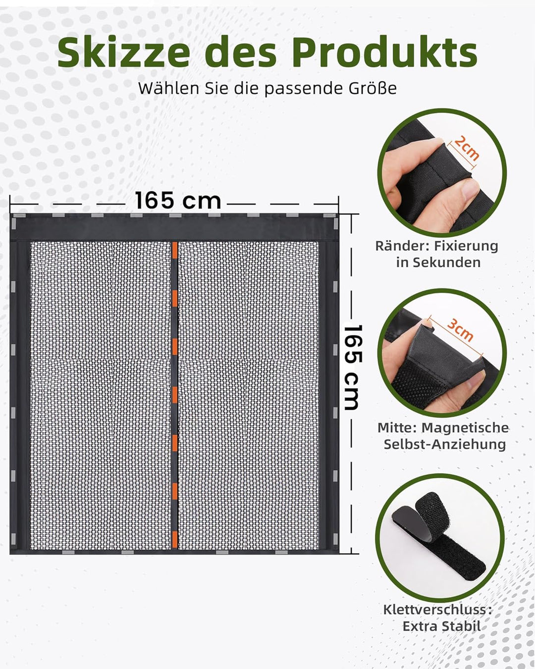 165x165cm Magnetische Van Insektennetze, Hintertür Moskitonetz mit Magnet Auto Fliegengitter mit Mit