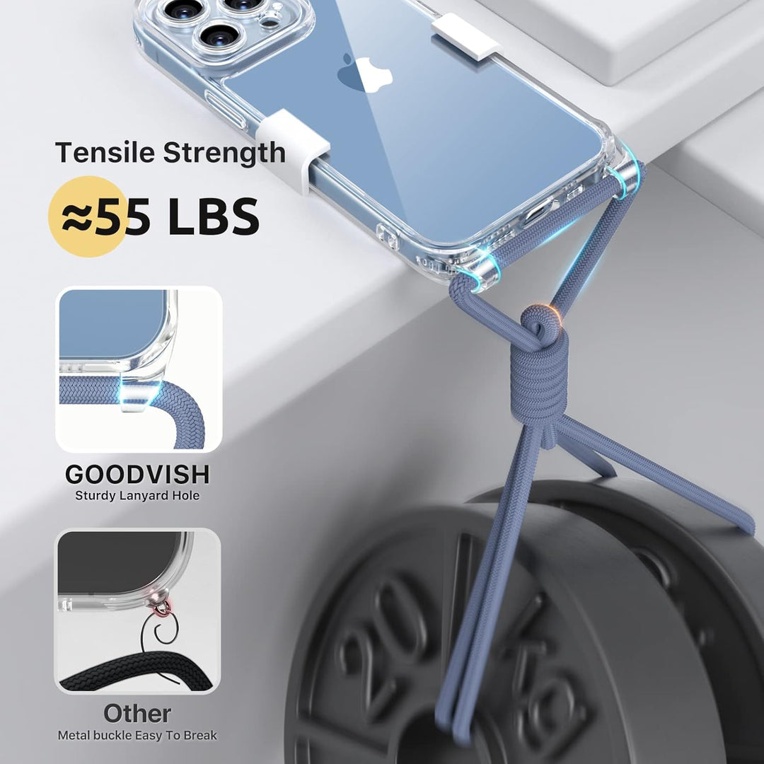 GOODVISH 3 in 1 Handykette für iPhone 13 Pro 6,1", mit 2 Stück Schutzfolie | 360°-Schutz | Kamerasch