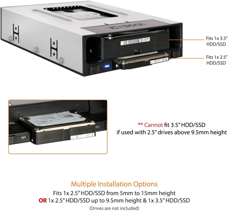 ICY DOCK flexiDOCK MB795SP-B - Dock trägerlos für 1x 2,5 Zoll und 1x 3,5 Zoll SATA/SAS SSD/HDD 1x 2,