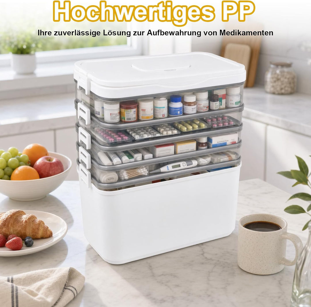 Medikamenten Aufbewahrung, 5 Stöckige Hausapotheke - 40.5x22x36 cm, multifunktionaler Medikamentenor