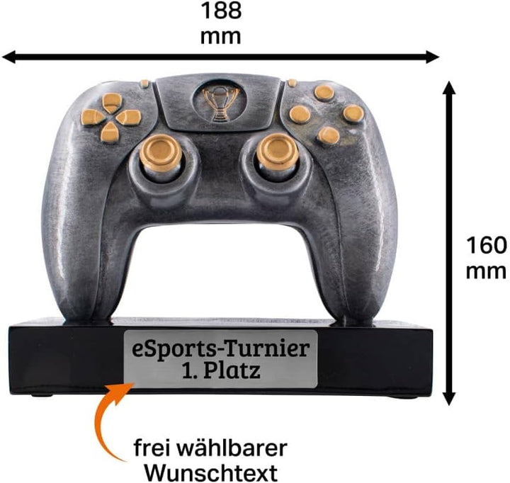 Deitert Esports Pokal mit Gravur, Maus Gaming Controller mit Wunschtext, Gamer Deko, Trophäe mit Gam