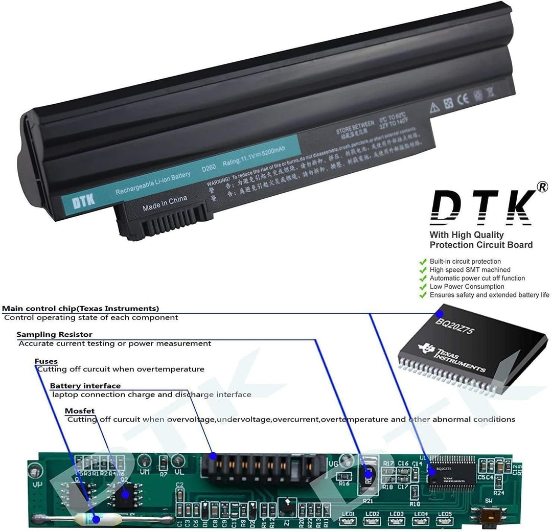 DTK Laptop Akku für ACER Aspire One D255 D255E D257 D257E D260 D270 522 722 AO522 AOD255 AOD257 AOD2