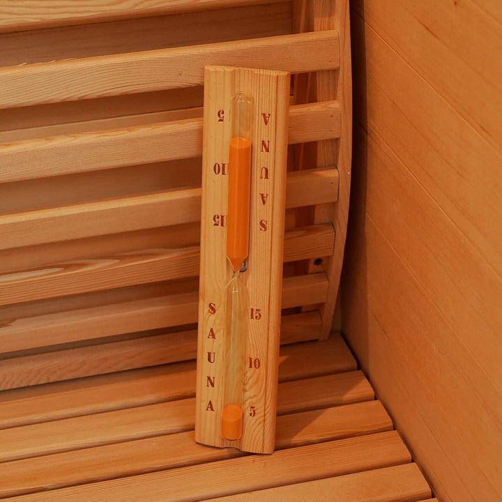 amocane Sauna-Sanduhr, 15 Minuten, Sanduhr, Sauna-Zubehör, Holz, drehbarer Timer (Hemlock-Holz) Oran