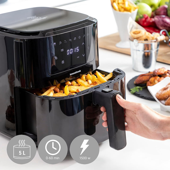 InnovaGoods® Heissluftfriteuse 5L, airfryer 1500W mit +100 Rezepten in DE, heissluftfriteuse mit int