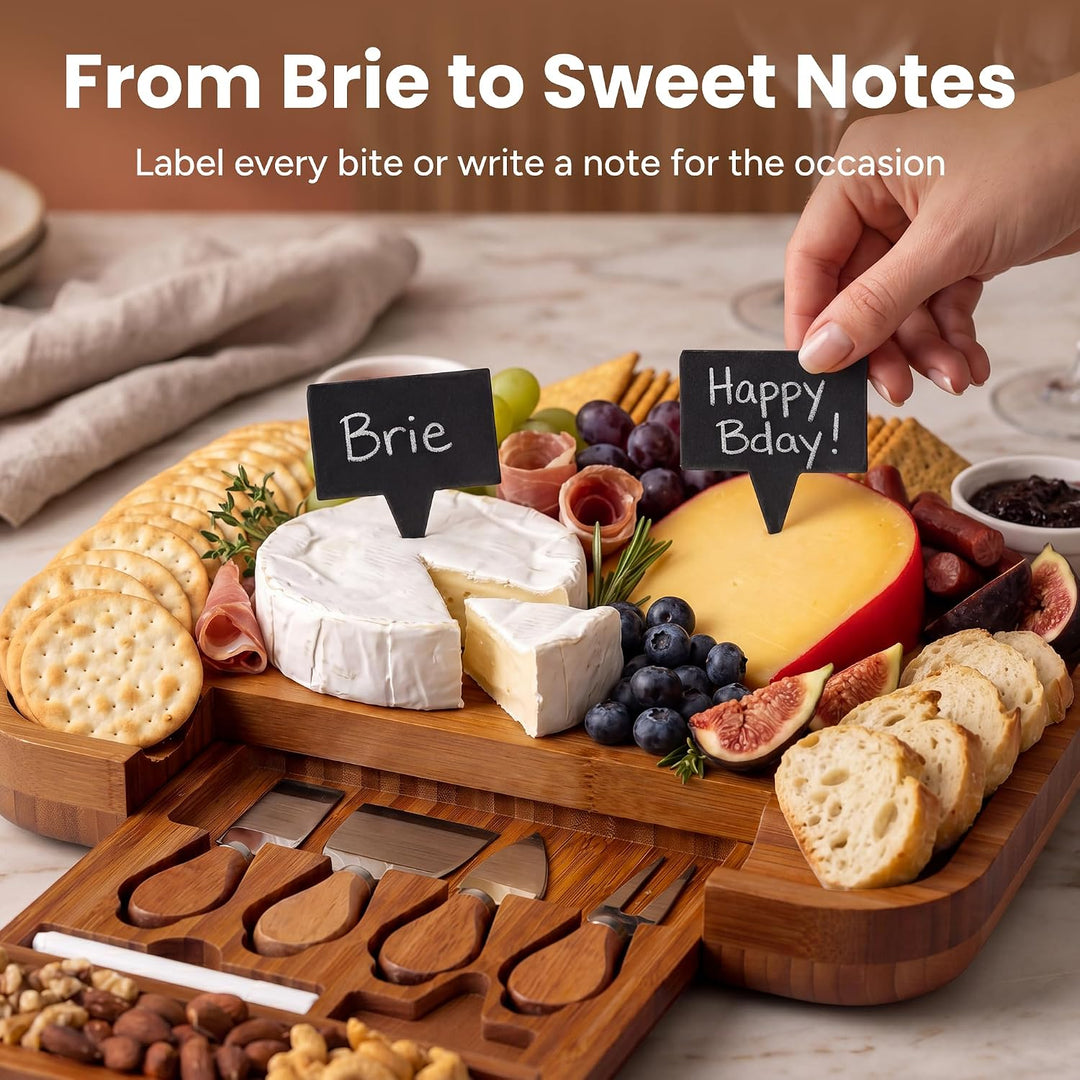 SMIRLY Charcuterie Boards Set – Grosses Bambus-Käsebrett-Set – Hauseinweihungsgeschenke, neues Zuhau