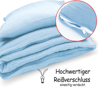 PinkZebra Musselin Kinderbettwäsche 100x135 cm + 40 x 60 cm, Bettwäsche aus ohne GMO 100% Bio-Baumwo