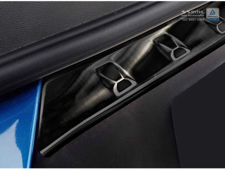 Schwarz Edelstahl Heckstossstangenschutz kompatibel mit Opel Grandland X 2017-2021 'Ribs'