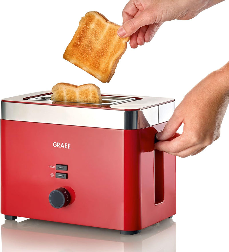 Graef TO63EU TO 63 2-Scheiben Toaster, Kunststoff, Rot, 27.3 x 17.8 x 19.5 cm Single, Single