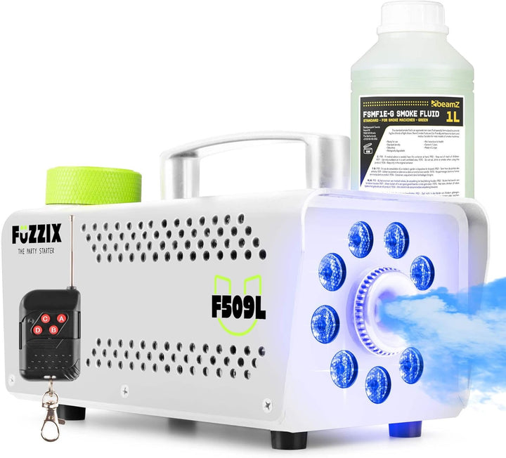 Fuzzix F509LW Nebelmaschine Mini mit LED Lichteffekt und 1L Nebelfluid, 500 Watt mit Fernbedienung,
